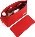 Doxo Purse Organizer Insert for Handbags & Base Shaper 2pc Set, Felt Neverfull GM Organizer Insert, Tote Bag Organizer with Zipper Pocket and Bottle Holder, Fit Neverfull GM and More, Red-XL by Doxo
