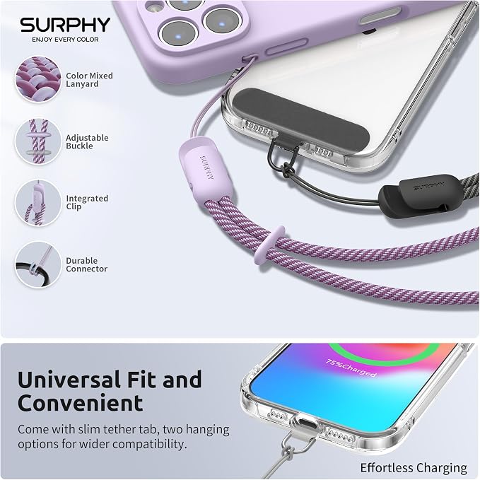SURPHY 3 Pack Phone Wrist Strap, Phone Lanyard with Cellphone Tether Tab | Phone Strap Charm, Camera Wrist Strap with 2-Color Braided, Phone Wristlet, Wrist Lanyard for Case - Image 2
