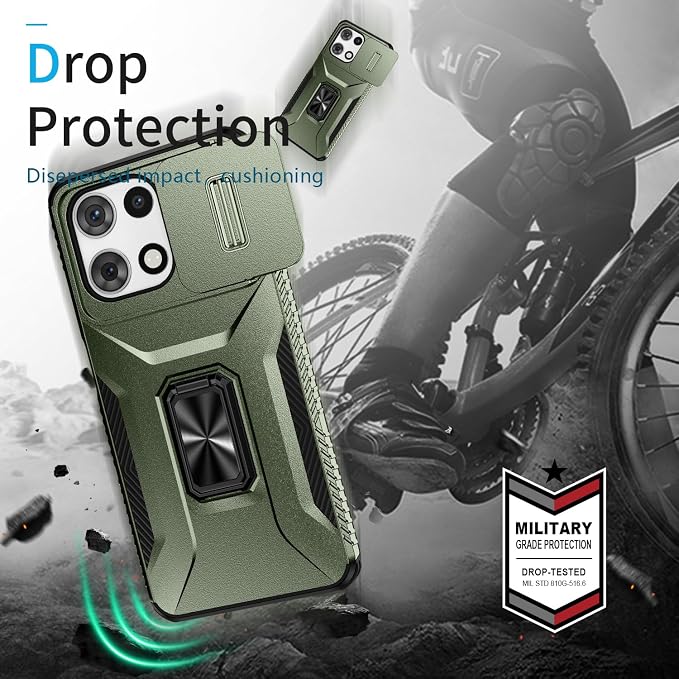for Moto G 5G 2025 Case,with Sliding Camera Lens Cover,HD Screen Protector,360° Rotating Ring Kickstand,AYMECL Military-Grade Shockproof Protective Cover for Motorola Moto G 5G 2025,Army Green - Image 6