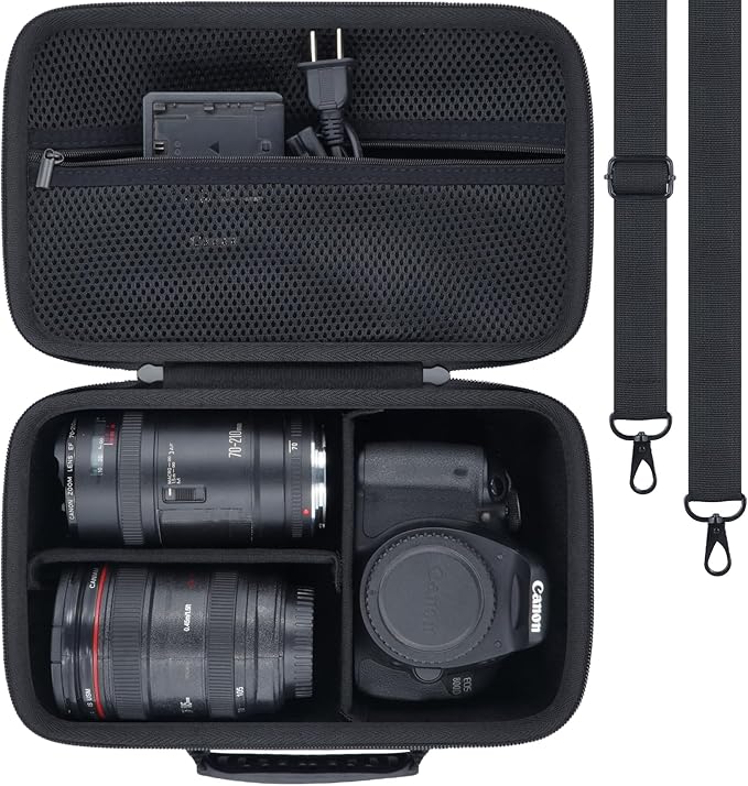 khanka Camera Case for Canon EOS Rebel R6V/T7/T100/T6/R50/R100 | /R5/R7/R8/R6 Mark II/SL3 DSLR Camera,Travel Carrying Case for Canon EOS Rebel Camera and 18-55mm/18-45mm Lens(Case Only) by khanka