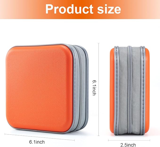 LIOVODE DVD Case, 48 Capacity Hard Plastic CD Case Holder for Car | DVD Storage, Hand Strap, Zipper Closure, Scratch-Resistant Sleeves, CD Storage for Music Blu-Ray Game Disc for Travel Office - Image 7