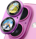 CACOE Metal Camera Lens Protector for iPhone 16/16 Plus/17 Cover | Tempered Glass Cover, Anti-Scratch, Drop-Proof, Strong Adhesion, Camera Screen Cover Accessories, Pink by CACOE