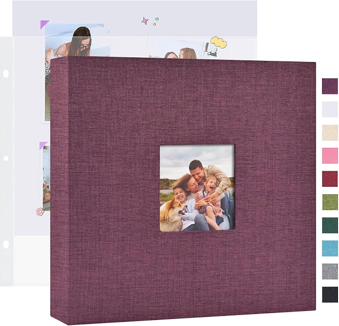 Mublalbum 10x10 Inch 3 Ring DIY Scrapbook Photo Album 40 Pages, Purple | 3 Ring Binder Scrapbook, Linen Cover, 20 Plastic Sleeves 40 Pages, Memory Book for Wedding, Baby, Family, DIY Projects by Mublalbum