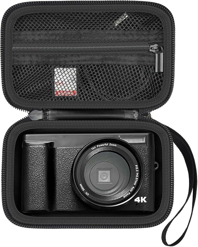 Digital Camera Case for Travel & Cruises, Case Only, Black Inner | for Duluvulu for Oiadek for Zostuic for TEBNGIHNM for Canon G7 X Mark III/II 4K Vlogging Camera, Mesh Pocket, Wrist Strap by Grapsa