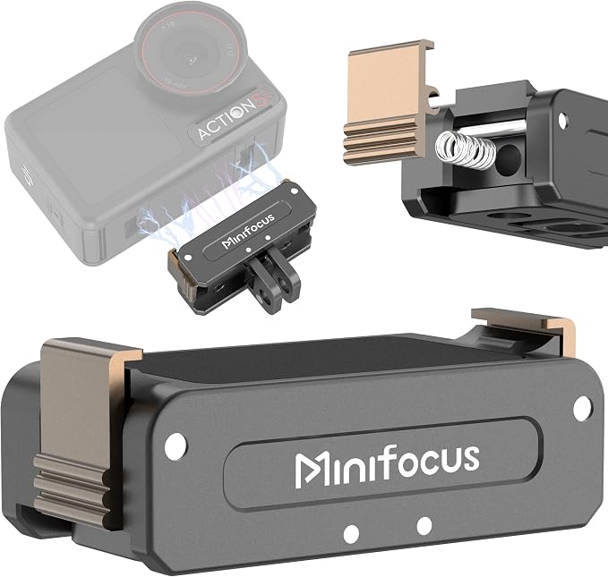 Minifocus Magnetic Quick Release Adapter Mount for DJI Osmo 360/ Action 5 Pro/4/3, Aluminum Alloy Bracket Connector Base with 1/4" Thread Hole & Foldable Dual-Claws for Tripods, Selfie Sticks - Image 9