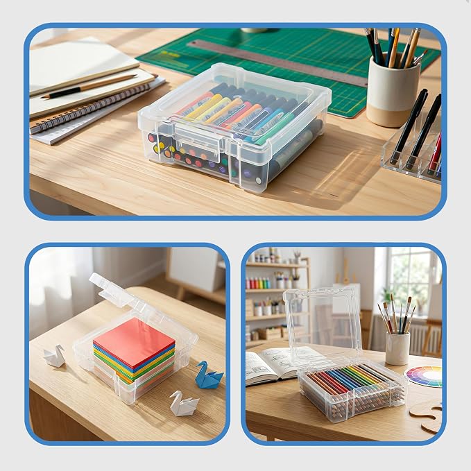 ArtBin 6953AB ClearView 6" x 6" Box Art & Craft Organizer, [1] Plastic Storage Case, Clear | 6.25 x 6.625 x 2.125 Inches, Clear View Lid, Compact Craft Organizer, Stackable, Durable Plastic - Image 8