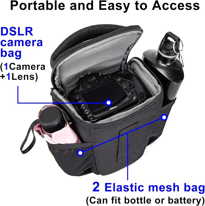 CADeN DSLR/SLR Camera Shoulder Bag Case with Adjustable Shoulder Strap, Compatible for Nikon, Canon, Sony Mirrorless Cameras Waterproof (Large) - Image 2