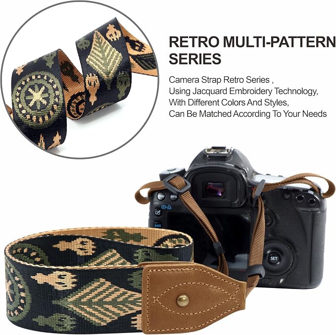 Padwa Lifestyle 2" Wide Classic Crazy Horse Art Cowhide Head Cotton Camera Straps for Photographers - Image 5