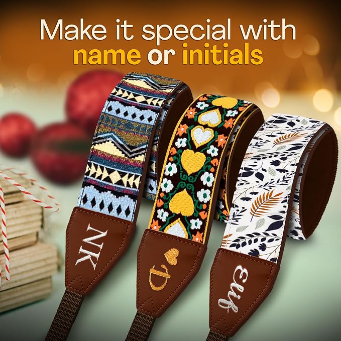Art Tribute Camera Strap Personalized With Name - Shoulder, Crossbody & Neck Camera Strap for Photographers, Fits All Cameras, Canon Nikon Sony Fujifilm, Padded Strap W/Quick Release & Leather Ends - Image 2