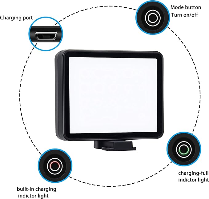 Suptig LED Video Light, Portable Photography Compatible for Gopro Mission 1 Pro, Gopro Hero 13, Hero 12,11,10,9,8,7,6,5,4,3,3+, DJI OSMO, AKASO, Sony DSLR Canon Camera Gopro Vlogging. - Image 5