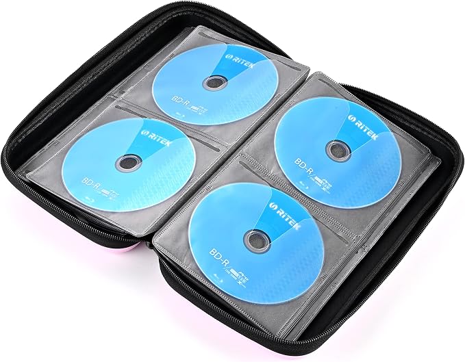 alavisxf xx CD Case, 96 Capacity Protective Zipper Disc Wallet for Car | EVA Shock-resistant, Double Zipper Closure, Portable Handle, DVD Storage Organizer, Anti-Slip Sleeves, for Home Office Travel - Image 5
