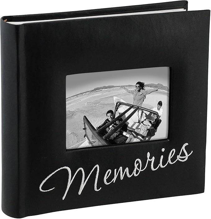 Malden International Designs Memories Cursive 2-Up With Memo Space Photo Album, 160-4x6, Black by Malden