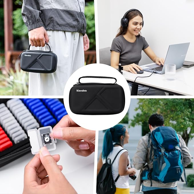 EVA PU Micro SD Card Case with 60 Individual Plastic TF Card Holders - Water-Resistant, Anti-Shock Carrying Organizer with Handle & Label - Image 9