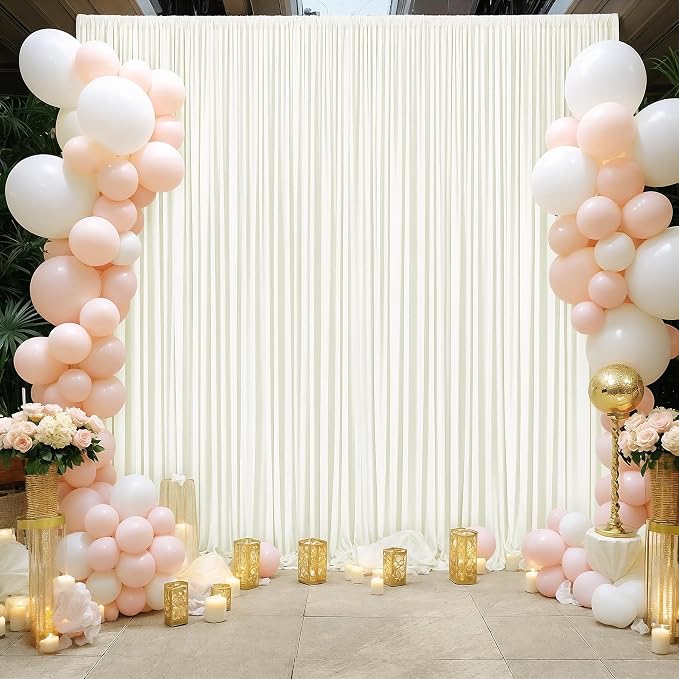 10x12 Ivory Backdrop Curtains for Wedding Party Wrinkle Free Backdrops Curtain Drapes Fabric Decorations Photo Back Drop Cloth for Baby Shower Photography Stage Reception 5ft x 12ft,2 Panels - Image 4