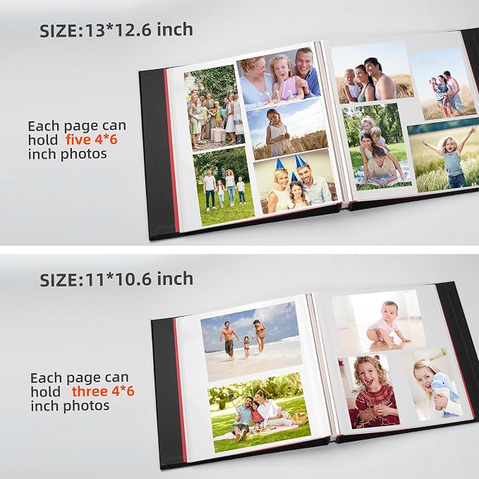 HoneyTolly Large Photo Album Self Adhesive, DIY Scrapbook Album for 4x6 8x10 10x12 Pictures, 60 Pages Linen Cover Memory Book, Ideal Gift for Family Wedding Baby Christmas Anniversary(Black) - Image 6