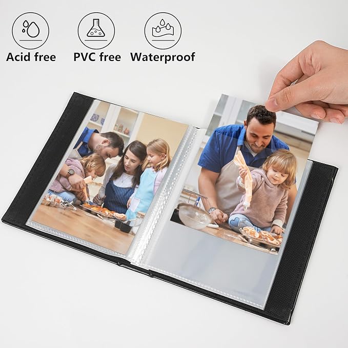 Vienrose 4x6 Photo Album 2 Pack Holds 52 Photos Each Vegan Leather | Vertical pockets, Brown, Portable, Memory album, Family Wedding Baby Travel - Image 4