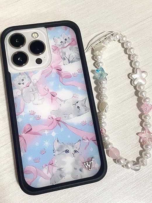 Beaded Phone Charm Lanyard Strap Girly Style Fixed Beads Pearl Lanyards - Image 4