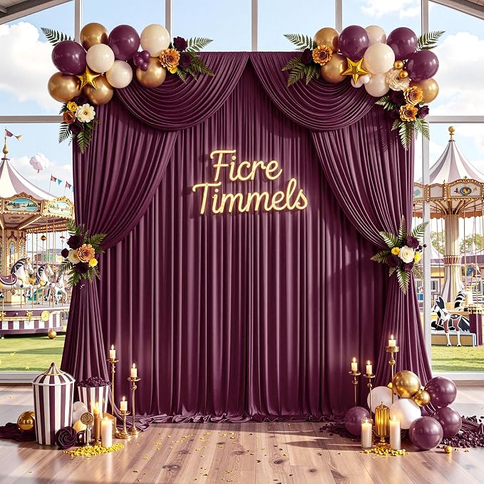 50 ft x 10 ft Wrinkle Free Maroon Backdrop Curtain for Parties, Polyester Burgundy Photo Backdrop Drapes 10 Panels 5x10ft for Baby Shower Wedding Birthday Photography Curtain Engagement Ceremony - Image 8