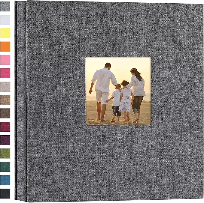 potricher Photo Album 4x6 Pictures, 1000 Pockets, Linen Cover, Gray | Linen Cover, Front Window, Large Capacity 4x6 Picture Albums, Photo Book for Family, Wedding, Anniversary, Baby, Keepsake by potricher