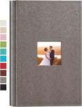 potricher Small Photo Album 4x6 300 Photos, Leather Cover, Gray | Leather 4x6 Picture Album with 300 Horizontal Pockets, Photo Book for Family, Wedding, Anniversary, and Baby by potricher