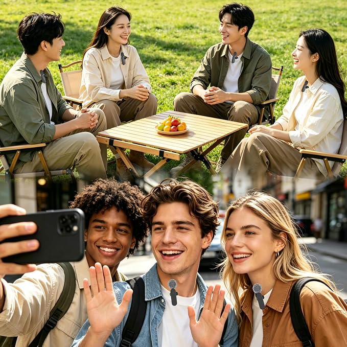 3 in 1/Four in one Wireless Lavalier Microphone for iPhone,iPad,Android,Camera,Computer,mini Noise Reduction Recording Mic Ultra-Low Delay,for Vlog/TikTok/YouTube Live Stream (4 Mic) - Image 8