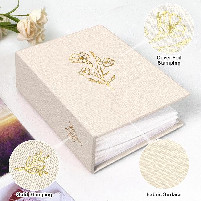 Holoary Photo Album 4x6 100 Photos, 100 Pockets 4”x6” Picture Album, Linen Fabric Cover Picture Book for Photos, 4x6 Photo Albums for Family Weddings Travel Memories(Beige) - Image 3