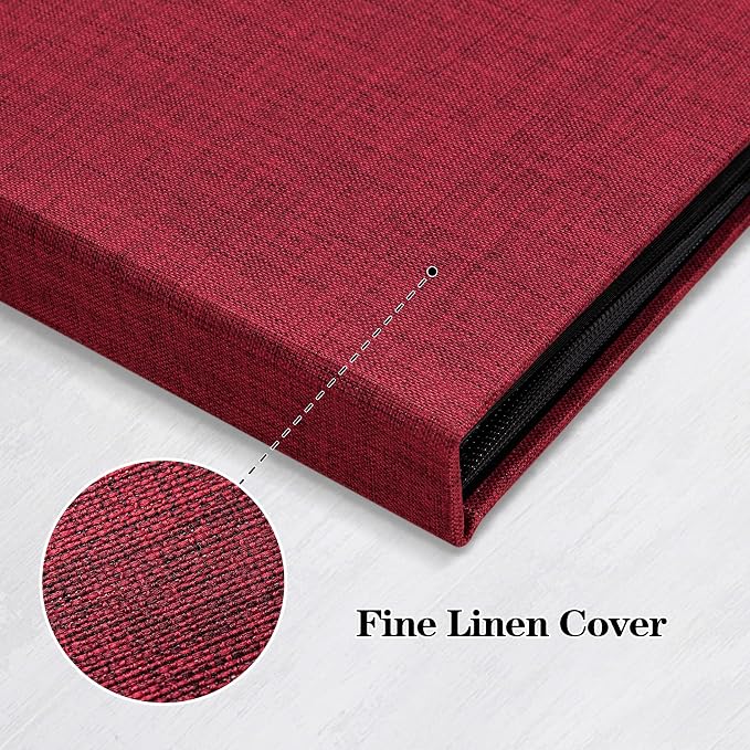 Mublalbum 2 Pack Small 5x7 Photo Album, 52 Pockets, Linen Cover,Red | Linen Cover, Portable Mini Picture Book, Holds 52 Vertical Pockets for Artwork Postcards, Picture Storage - Image 5