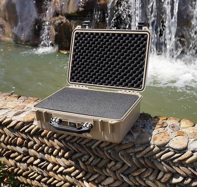 MEIJIA All Weather IP67 Waterproof Hard Camera Case,Hard Protective Case,Hard Case with Customizable Foam,Fit Use of Drones,Camera,Equipments,Pistols(Desert Tan,18.5 x14.06x6.93inches) - Image 4