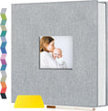 Popotop Photo Album Self Adhesive with Picture Display Window,60 Pages DIY Scrapbooking Supplies Kit for 4x6 8x10 Picture,Linen Cover Memory Book for Baby Wedding, with Scraper and Metallic Pen by Popotop
