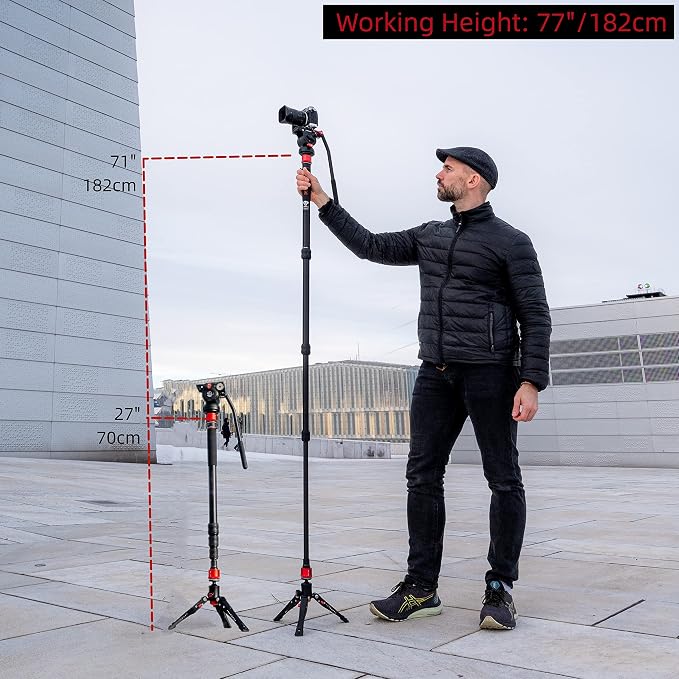 IFOOTAGE Cobra 3 A180T,Camera Monopod with Tripod Base,Aluminum Professional Video Monopod,Suitable for SLR Cameras and Camcorders(71") - Image 5