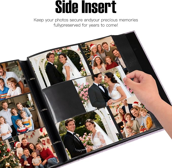 Extra Large Capacity 4x6 Photo Album, Holds 1000 Photos, Purple | Linen Hardcover, Horizontal & Vertical 4x6 Pockets, Removable Acid-Free Pages, Front Display Window, Family, Wedding & Travel - Image 3