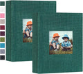 Mublalbum 2 Pack Small Photo Album 4x6, 52 Pockets, Linen Cover,Dark Green | Linen Cover with Display Window, 52 Vertical Pockets, Portable Mini Picture Book for Artwork Postcards, Picture Storage by Mublalbum
