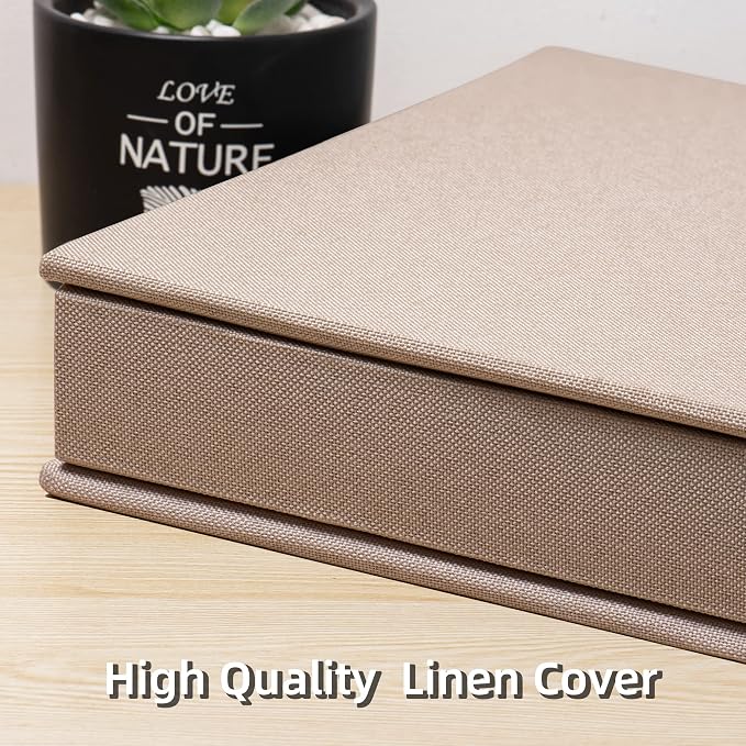 Super Large Photo Album Self Adhesive Scrapbook for 4×6 5×7 8×10 10×12 or Bigger Pictures DIY Magnetic Beige DIY Linen Cover Album 80 Sheets/160 Pages - Image 2