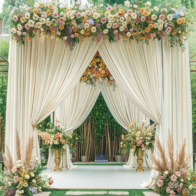 10 Panels Beige Backdrop Curtain for Wedding Parties Wrinkle Free Beige Photo Curtains Backdrop Drapes Fabric Decoration for Baby Shower Photography 50ft(W) x 10ft(H) - Image 8