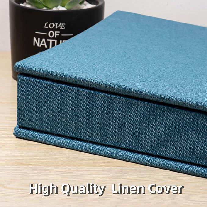 Large Photo Album Self Adhesive 4x6 8x10 10x12 Scrapbook Magnetic Album DIY Scrapbook Length 13 x Width 12.8 (Inches) 120 Sticky Pages Linen Cover DIY Photo Album(Sky blue) - Image 5