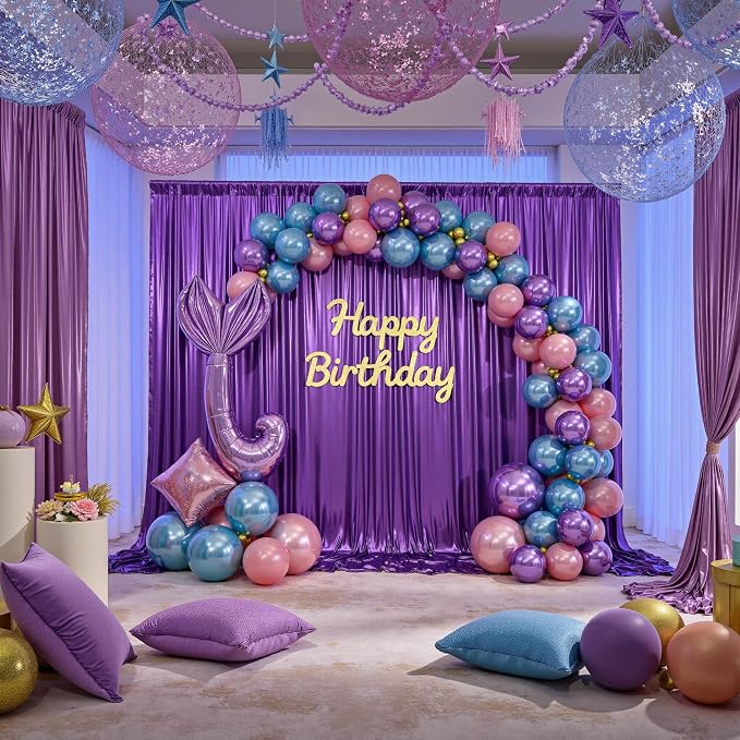 20x10ft Thick Purple Glitter Backdrop Curtain Panels for Parties, Wrinkle Free Sequin Sparking Photo Backdrop Drapes, 4 Panels 5x10ft Shimmer Back Drop Cloth for Wedding Birthday Photography - Image 4
