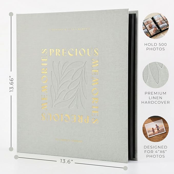 Beautiful Linen Photo Album For 4x6 Photos - Holds Up To 500 Pictures | Safely Stores Unique Memories - The Perfect Large Book for All Pictures of Treasured Family, Baby or Wedding Moments - Image 4
