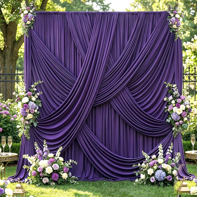 10x12 ft Deep Purple Backdrop Curtains for Weddings, Birthdays and Photos | 2 Panels 5x12 ft, Wrinkle-Free Polyester Drapes, Washable, Ironable, 4 in Rod Pocket for Baby Showers Photography Background - Image 5