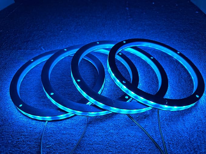 4PCS 6.5" RGB Multiple Changing Car LED Speaker Ring Light Kit Colors Shift Coxial Lights Spacer Ring Light Bluetooth App & Remote Control by Unknown
