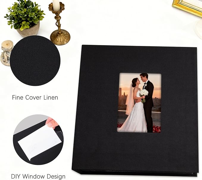 Aevdor 5x7 Photo Album, Holds 320 Photos, Linen Cover, Black | Fits 5x7 Photos, Postcards & Artwork, Family & Wedding Albums, Baby & Travel Memories - Image 8