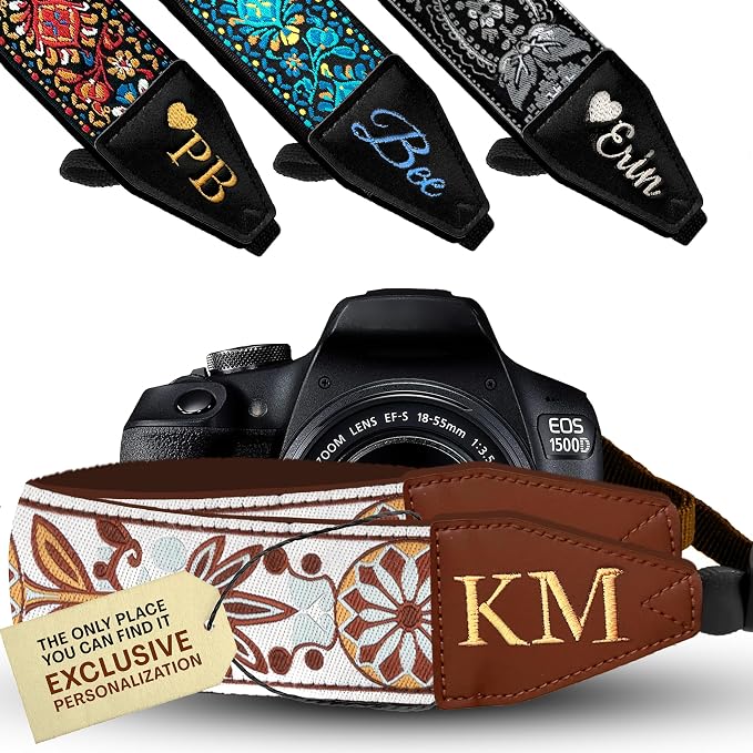 Art Tribute Camera Strap Personalized With Name - Shoulder, Crossbody & Neck Camera Strap for Photographers, Fits All Cameras, Canon Nikon Sony Fujifilm, Padded Strap W/Quick Release & Leather Ends by ArtTribute