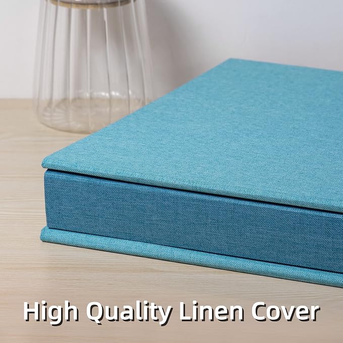 Large Photo Album Self Adhesive 4x6 5x7 3x5 8.5x11 Scrapbook Magnetic DIY - 13 x 12.8 Inches, 120 Black Sticky Pages, Linen Cover (Sky Blue) - Image 5