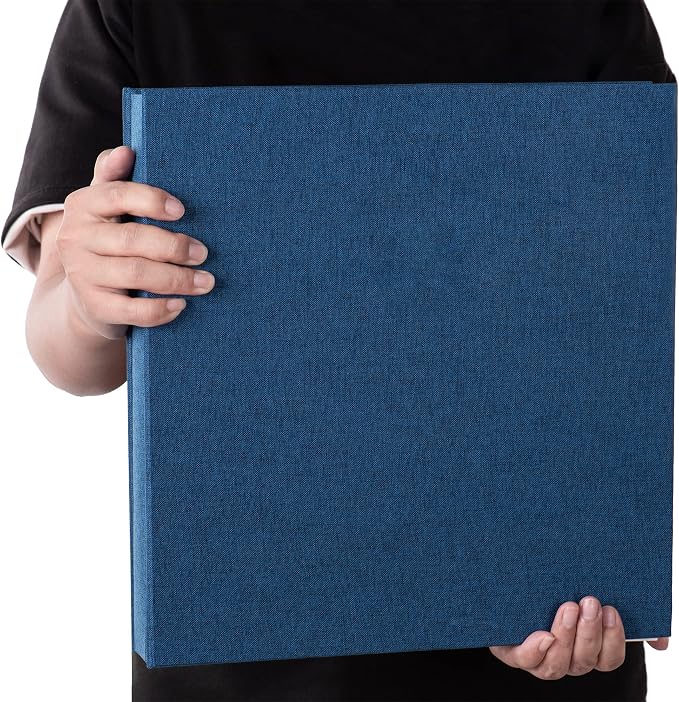Large Photo Album Self Adhesive 4x6 5x7 3x5 8.5x11 Scrapbook Magnetic Album DIY Scrap Book Length 13 x Width 12.8 (Inches) 120 Sticky Pages Linen Cover DIY Photo Album (Blue) - Image 7