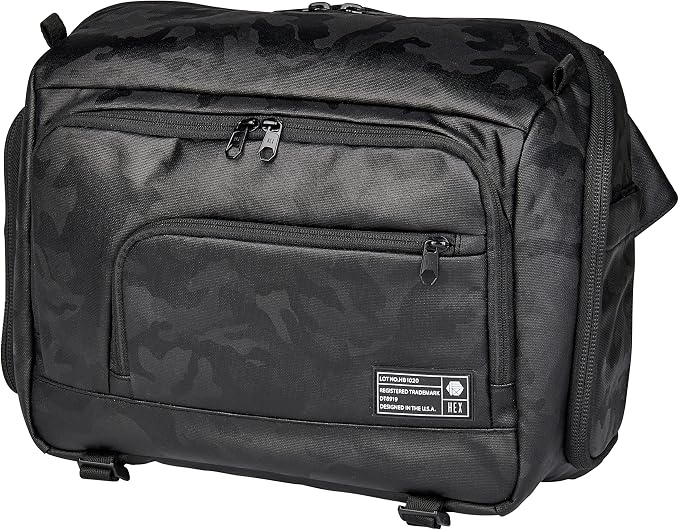 HEX Ranger DSLR XL Camera Sling – with Adjustable Carry Straps, Ample Interior Dividers, Water-Resistant Fabric, YKK Premium Zippers & More – Blackout Camo by HEX