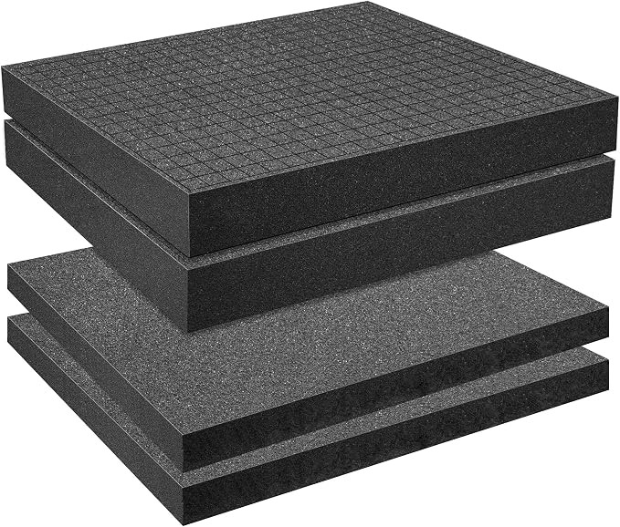4 Pcs Pick Apart Foam Insert, 2 Size Pre Cube Sheet Foams with Bottom Use | 16 Inch Length Tool Box Foam, Elastic Packing Foams for Board Game Box Cases Storage Drawer by DECOHS