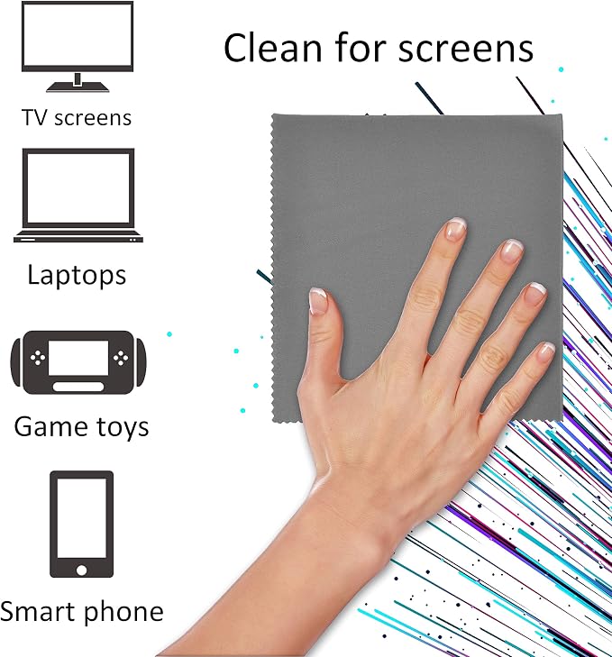 Kare & Kind 12x Microfiber Cleaning Cloths - for Cleaning Glasses, Eyeglasses, Camera Lens, iPad, Tablet, Smartphone, Laptop, Computer, TV and LCD Screens and Other Delicate Surfaces - Image 2