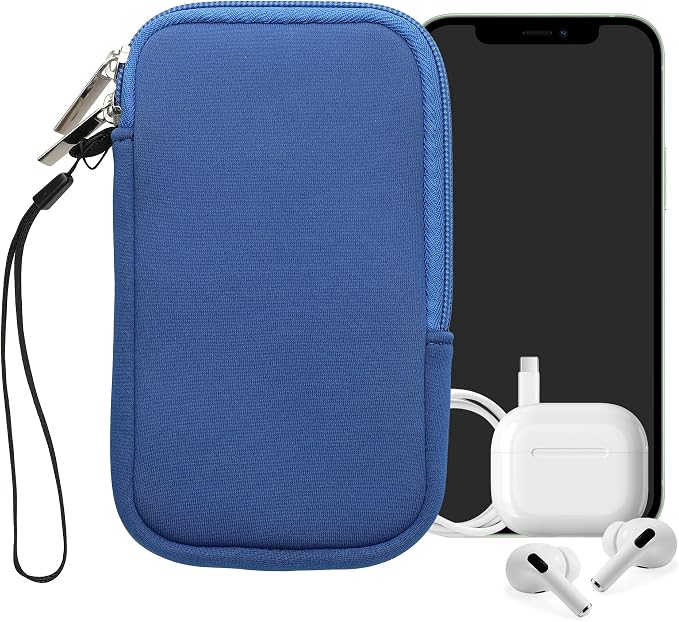 kwmobile Universal Phone Pouch Size M - 5.5" - Neoprene Smartphone Pouch with Zip - Water-Repellent Mobile Phone Case - Sleeve in Baltic Blue - Image 8