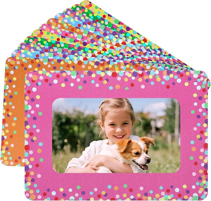 12Pcs Magnetic Picture Frames for 4"x6" Photo, Locker Accessories for Girls | 6 Colors, Cute Back to School Gifts, Classroom Decorations Supplies, Refrigerator Decor, Colorful Dots by ANPHSIN
