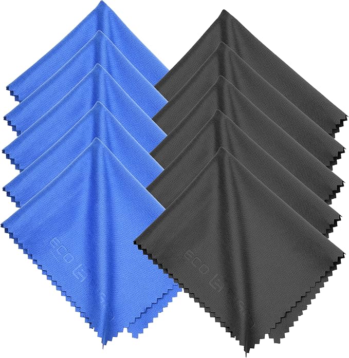 Eco-Fused Blue/Black Microfiber Cloth - 6x7 Inch - 12 Pack - Glasses & Lens Cleaning - Image 6