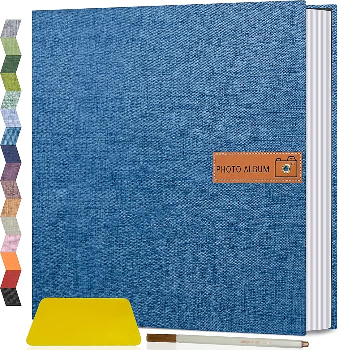Popotop Large Photo Album Self Adhesive 4x6 5x7 8x10 Scrapbook Album DIY Picture Book,Gifts for Mom,Family Baby and Wedding,with Metal Pen and Plastic Board by Popotop